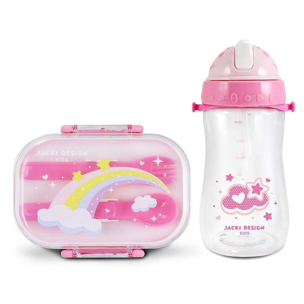 Kit Pote Marmita 400ml E Garrafa 460ml Infantil Piccolino Rosa