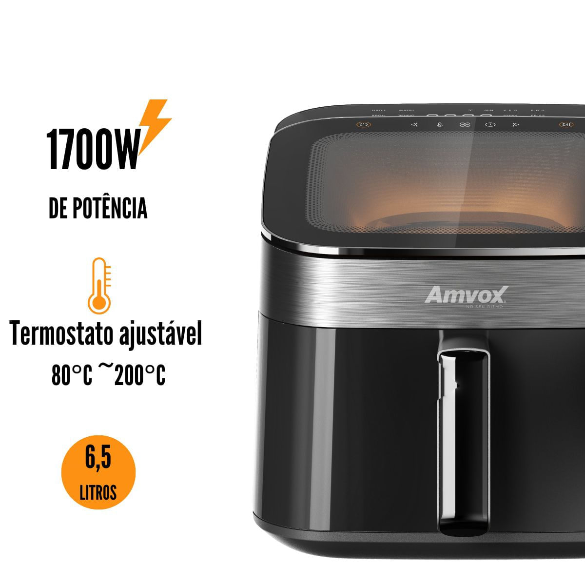 Air Fryer 6,5L Amvox ARF 1465 Turbo 1700W Black 110v 110V