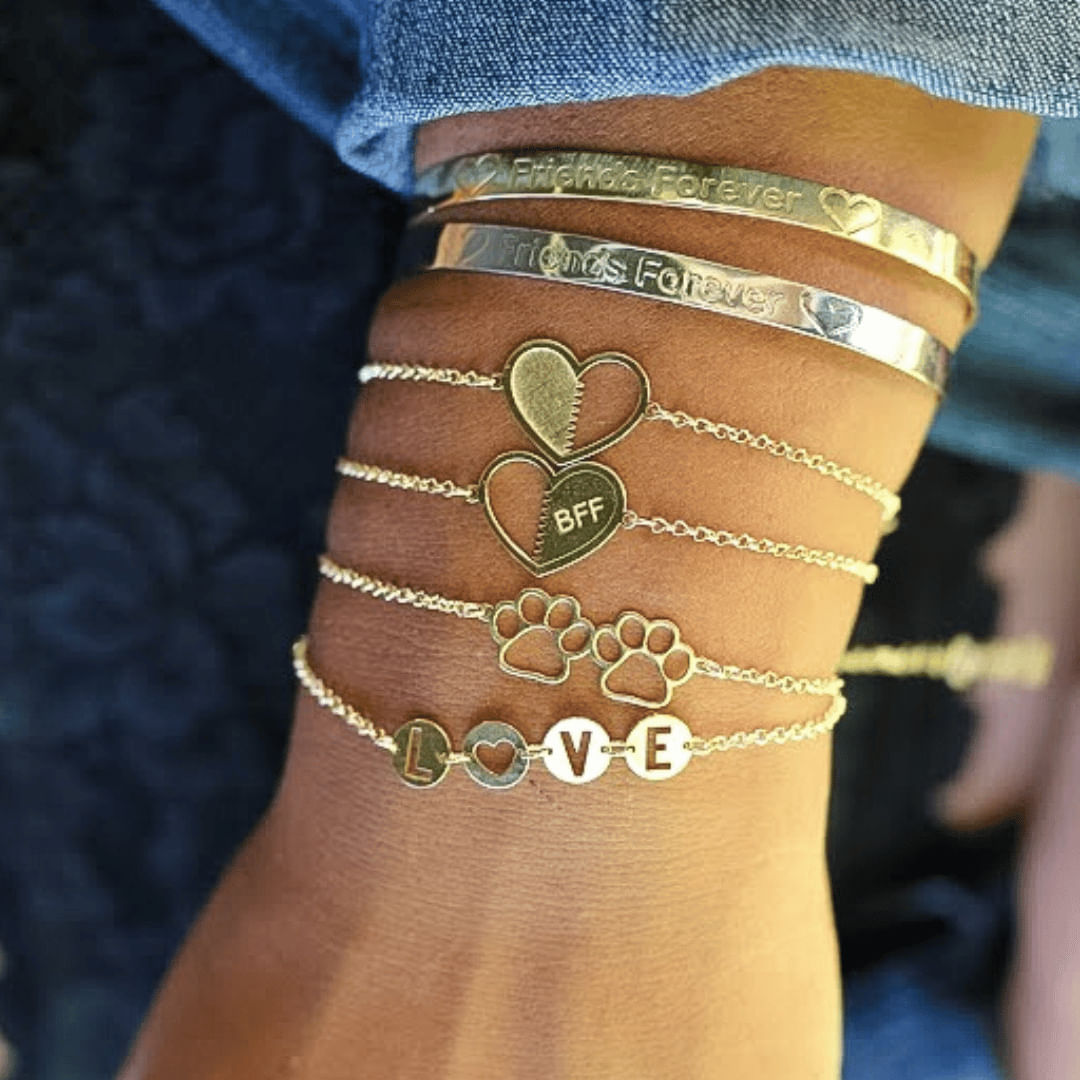 Pulseira Best Friend pra voce compartilhar com sua amiga em Prata com e Ouro Coleção Best Friends