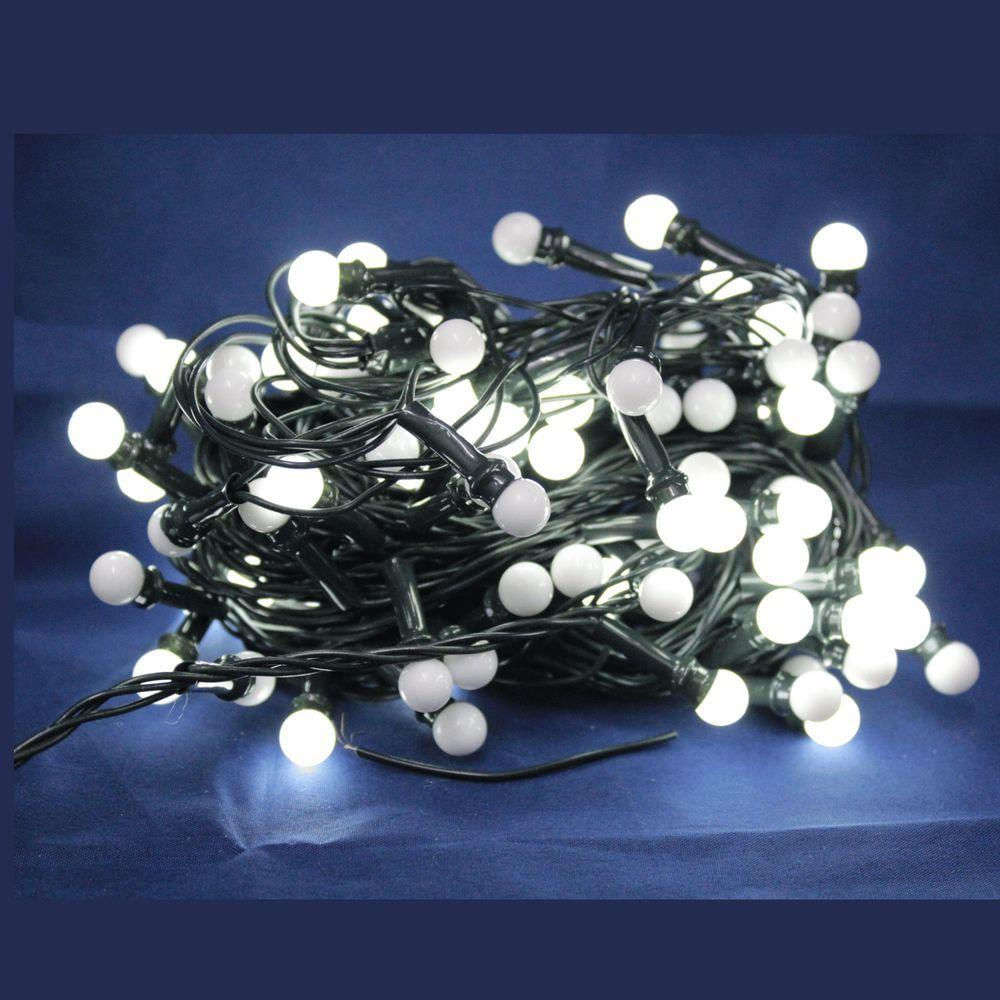 Cordão De Natal 100 Leds Cerejinha - Chibrali - Branco C- Fio Verde