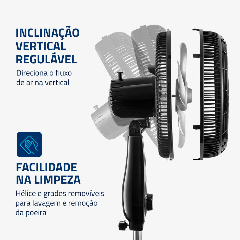 Ventilador de Coluna 40cm Turbo, Mondial, Preto/Prata, 140W, 220V - NVT-40C-8P-B