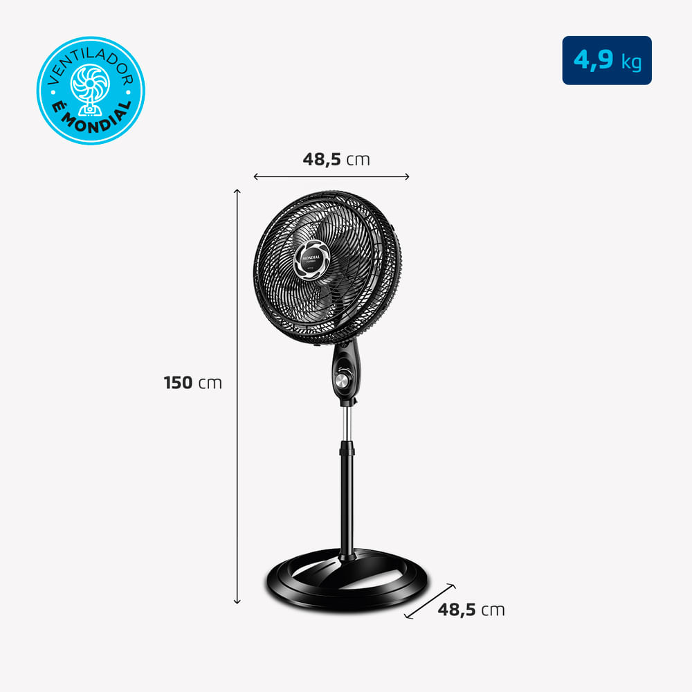 Ventilador de Coluna 40cm Turbo, Mondial, Preto/Prata, 140W, 220V - NVT-40C-8P-B