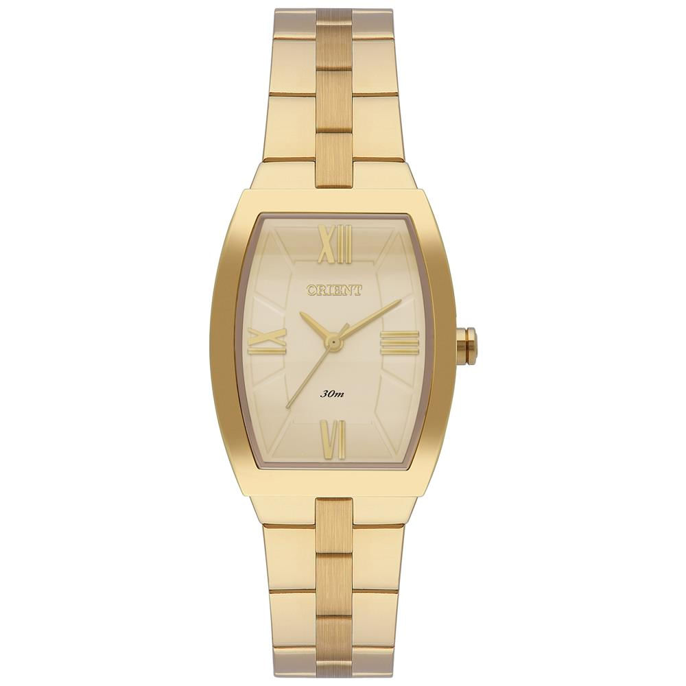 Relógio Orient Feminino Ref: Lgss0065 C3kx Retangular Dourado