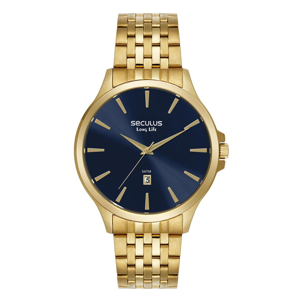 Relógio Seculus Masculino Ref: 44214gpsvda3 Clássico Dourado