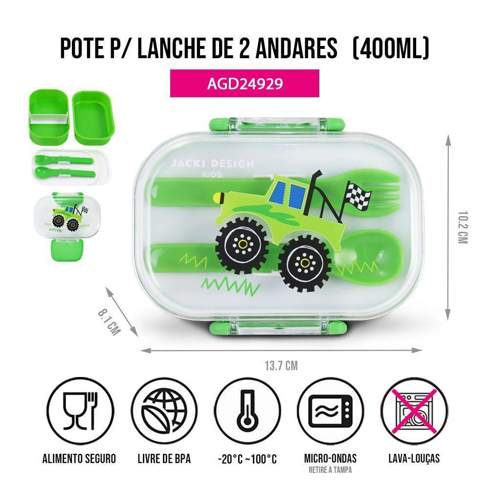 Pote P/ Lanche De 2 Andares Infantil 400ml Jacki Design - Piccolino Verde