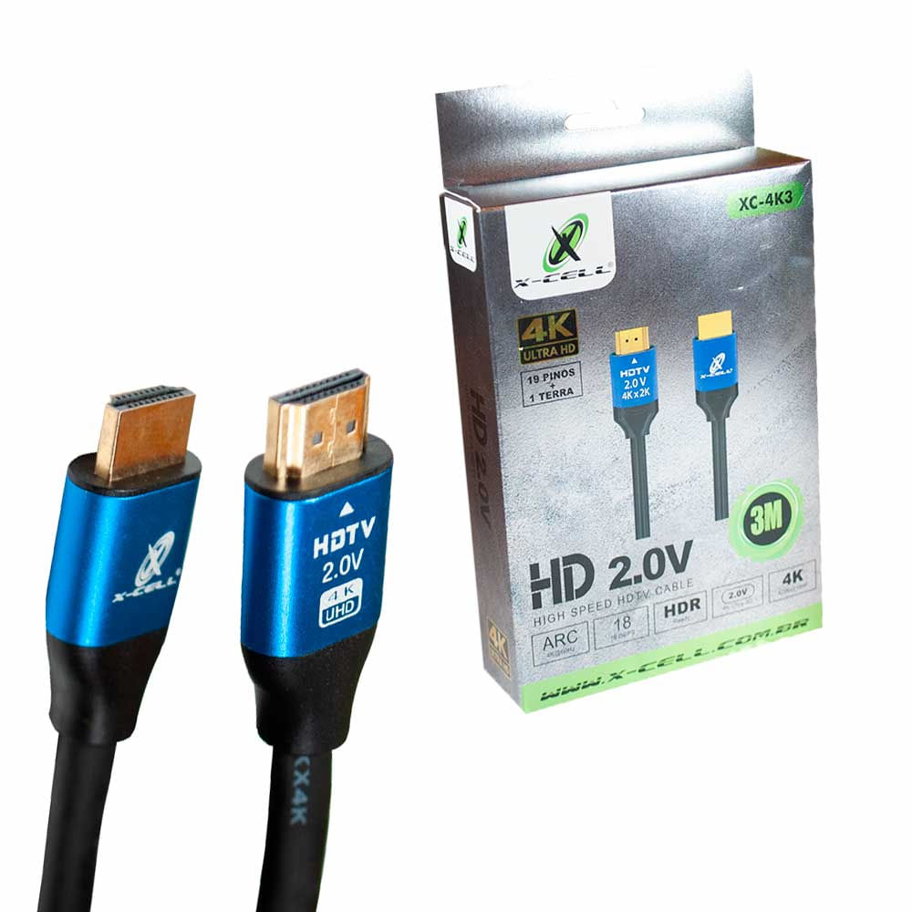 Cabo HDMI 2.0V 4K 3 Metros XC-4K X-Cell