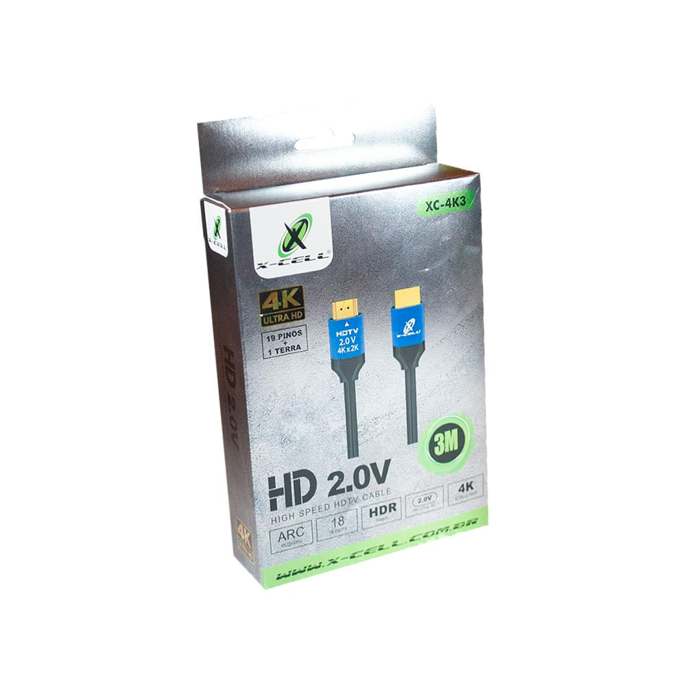 Cabo HDMI 2.0V 4K 3 Metros XC-4K X-Cell