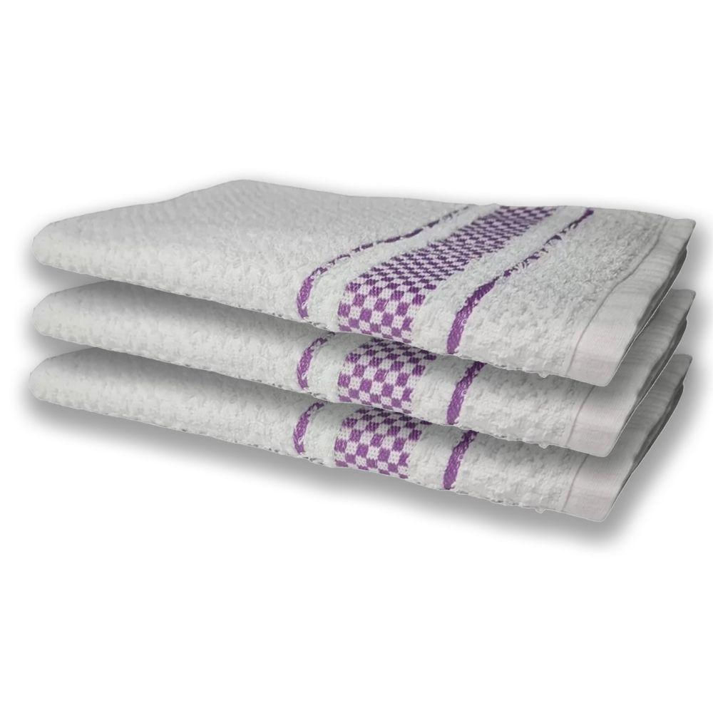 3 Panos De Prato Atoalhado Felpudo 370g/m² Premium Roxo