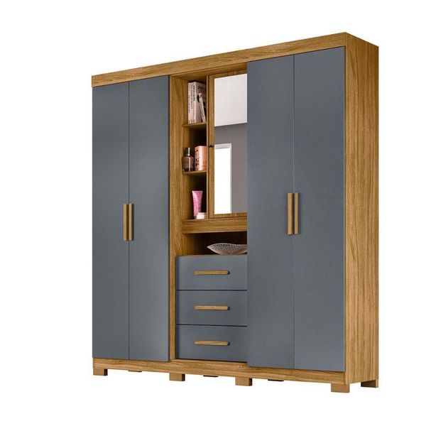 Guarda Roupa 4 Portas 195x212cm Eldorado Moval Freijó Cinza