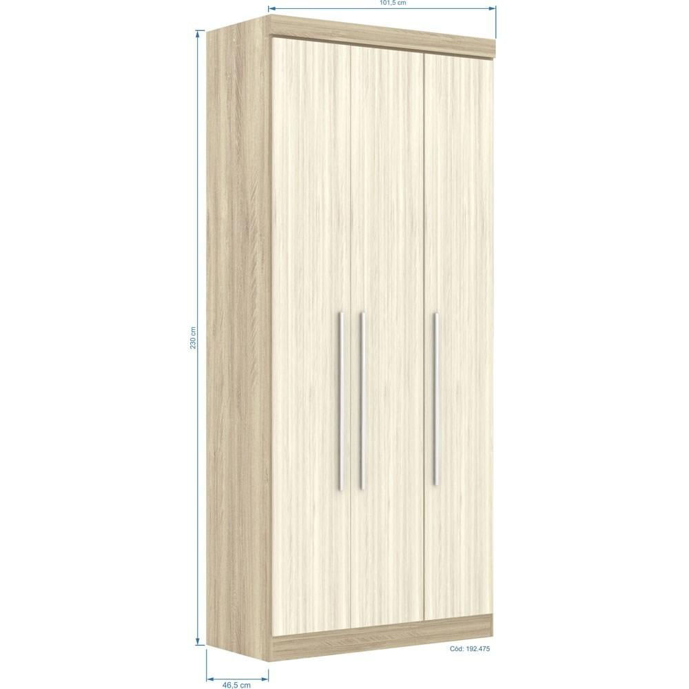 Guarda Roupa Modulado 3 Portas 2 Gavetas 192 Master Avelã Rústico/Ártico Rústico - Eucamóveis