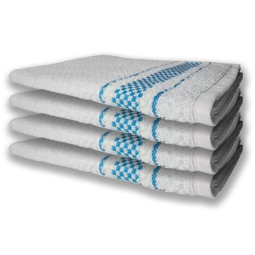 4 Panos De Prato Atoalhado Felpudo 370g/m² Premium Azul