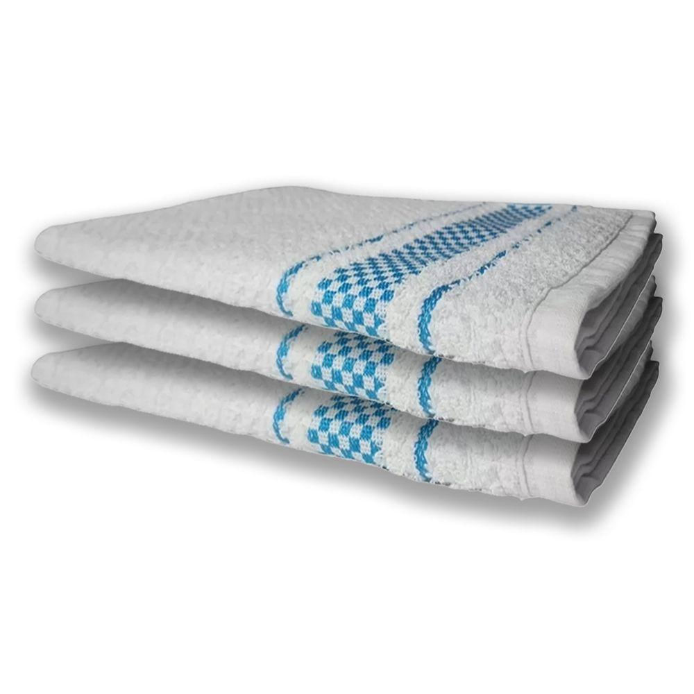 3 Panos De Prato Atoalhado Felpudo 370g/m² Premium Azul