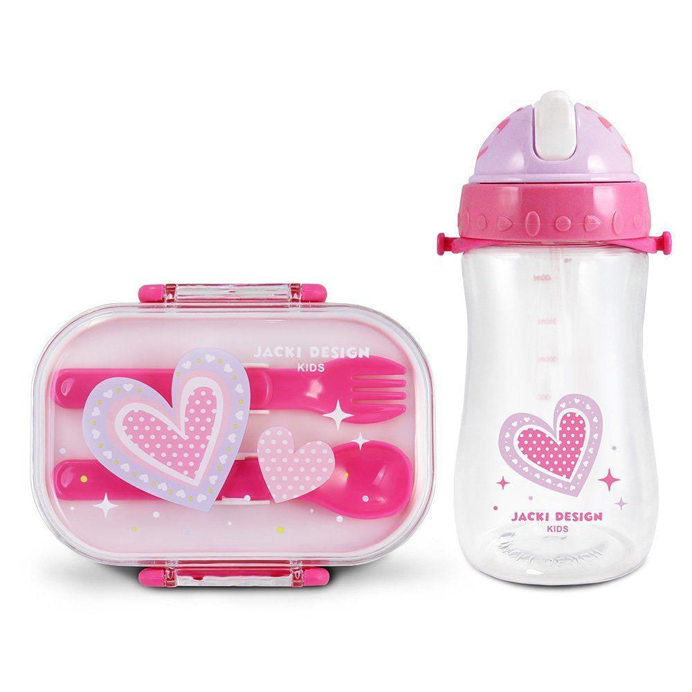 Kit Pote Marmita 400ml E Garrafa 460ml Infantil Piccolino Pink