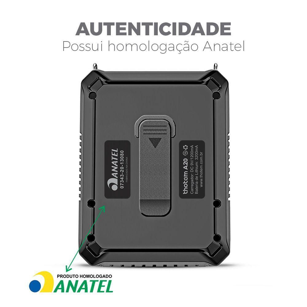 Amplificador Profissional Portátil De Voz Thotem A20 25W De Potência E Acompanhado De 2 Microfones