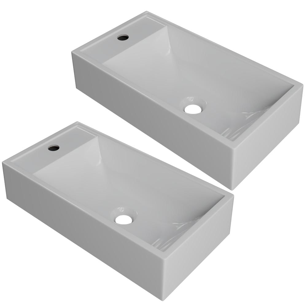 Kit 02 Cubas de Apoio Retangular Para Banheiro Lavabo Roma C01 RL545W Branco - Lyam