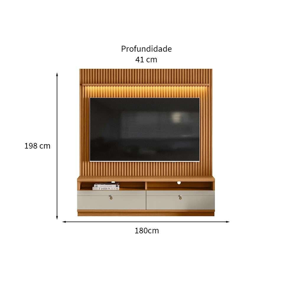 Rack com Painel para TV até 75 Polegadas Ouro Preto 2 GV Nature e Off White