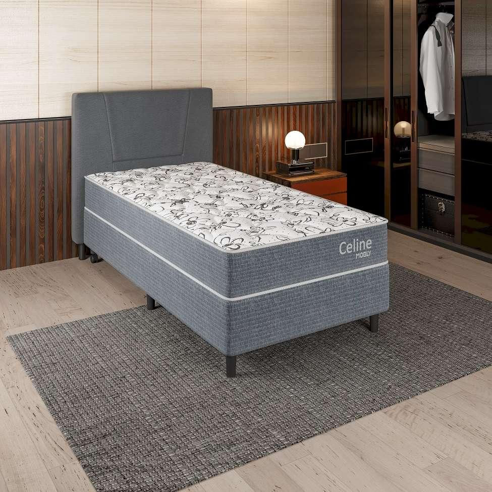 Base para Cama Box Solteiro Celine (40x88x188) Cinza