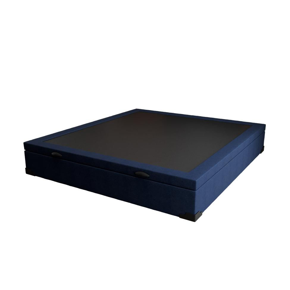 Base para Cama Box Casal Guldi com Baú Linho (47x138x188 cm) Azul Marinho