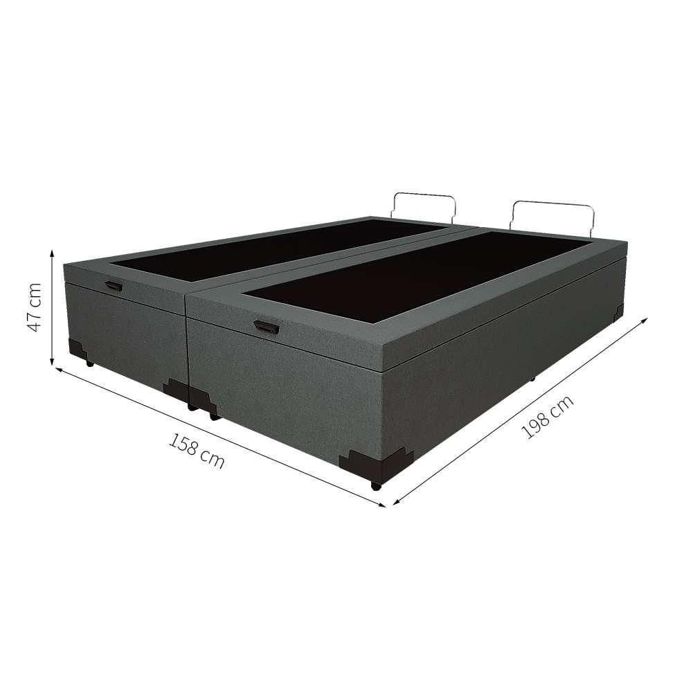 Base para Cama Box Queen Guldi com Baú Linho (47x158x198 cm) Cinza