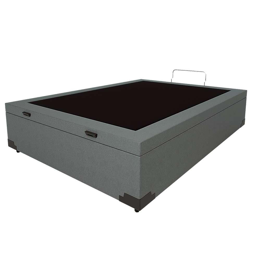 Base para Cama Box Casal Guldi com Baú Linho (47x138x188 cm) Cinza