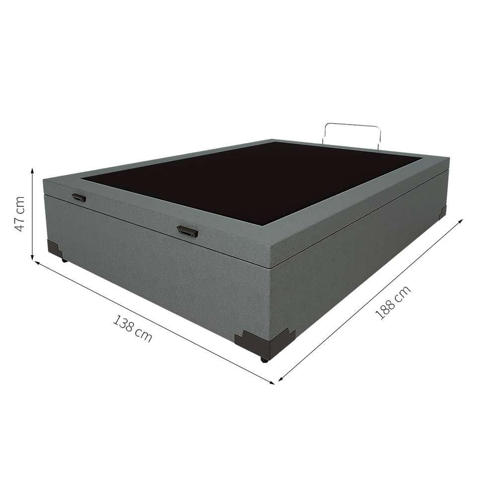 Base para Cama Box Casal Guldi com Baú Linho (47x138x188 cm) Cinza