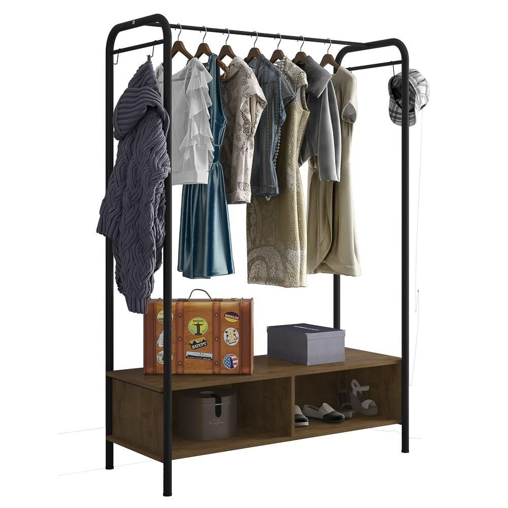 Guarda Roupa Casal Closet Milão Preto/Demolição - Artefamol