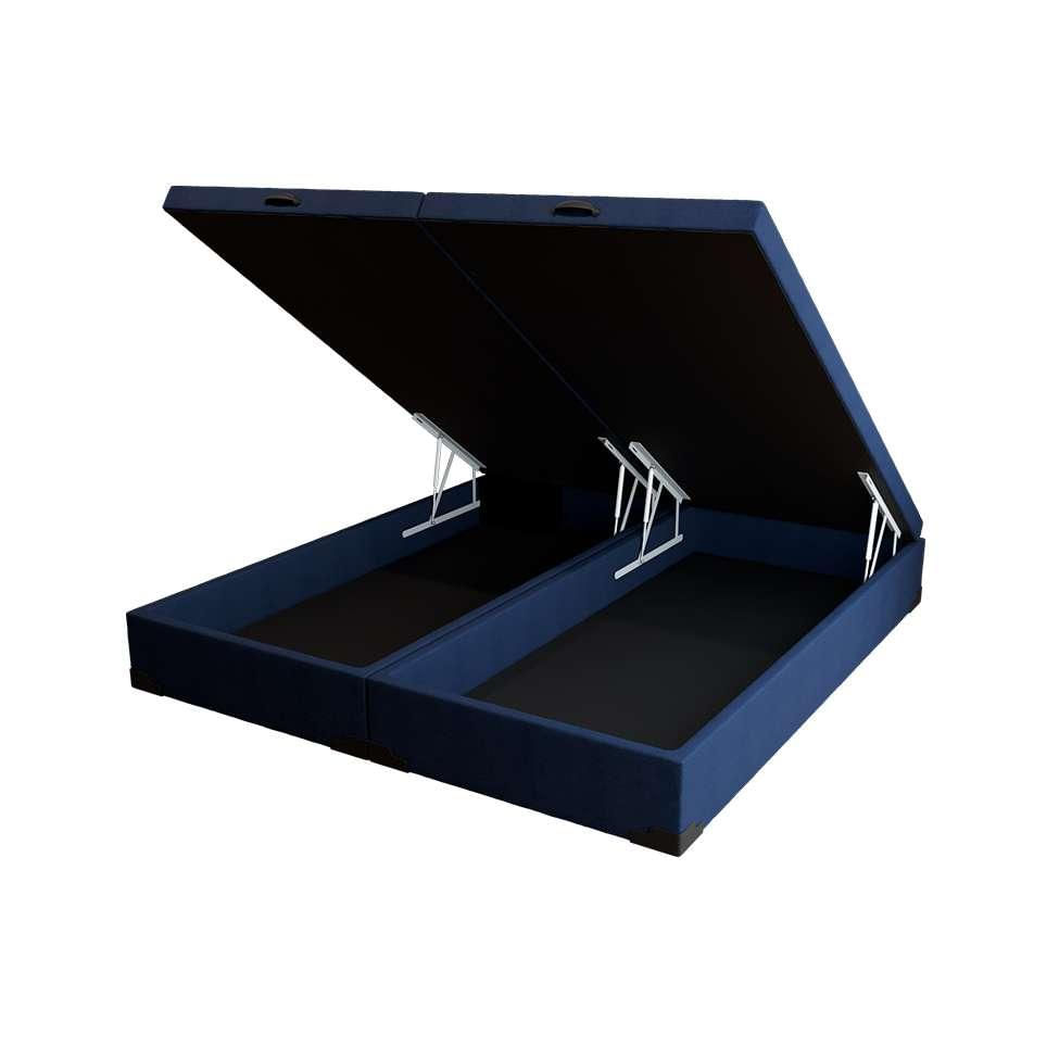 Base para Cama Box Queen Guldi com Baú Linho (47x158x198 cm) Azul Marinho