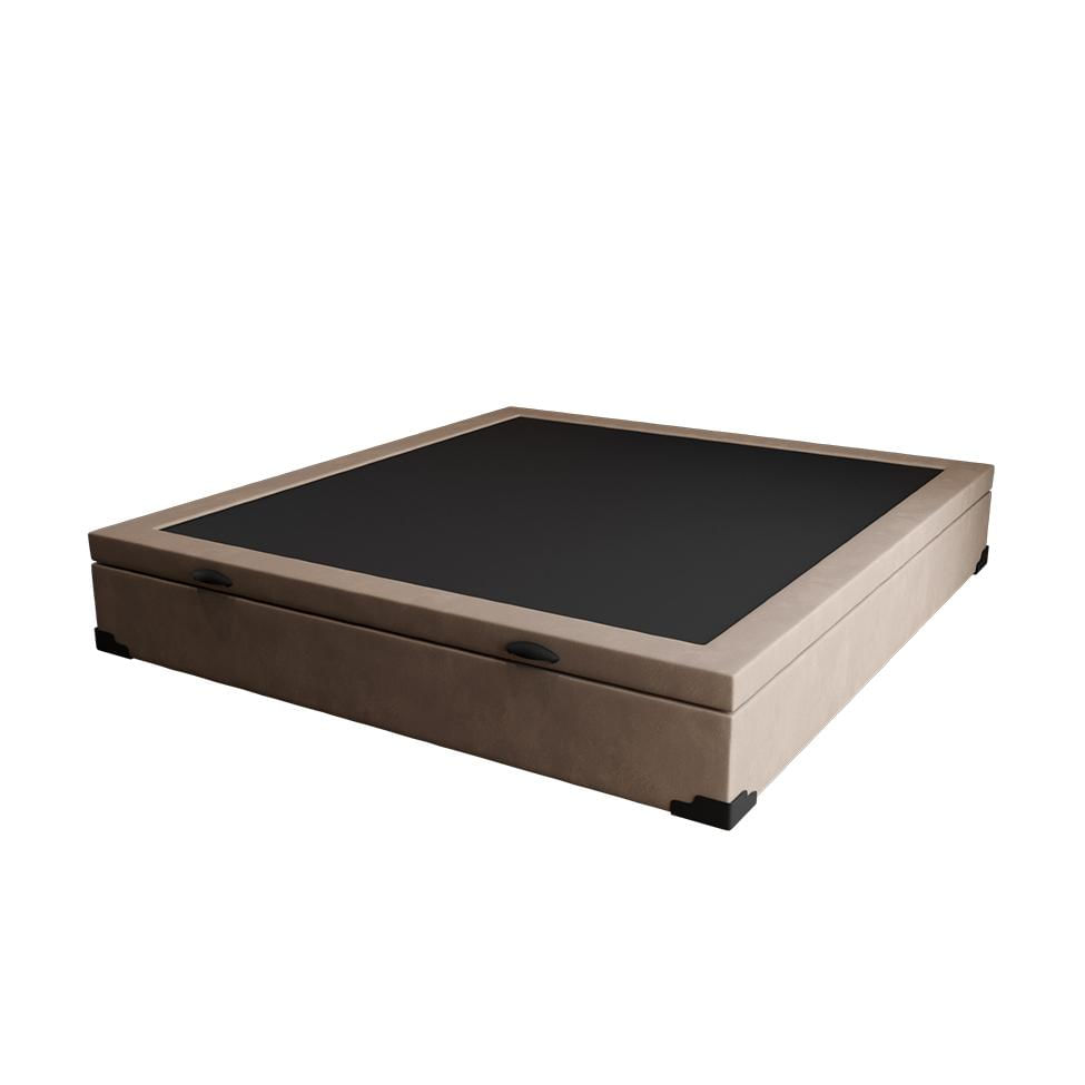 Base para Cama Box Casal Martin Premium com Baú Suede (45x138x188) Bege