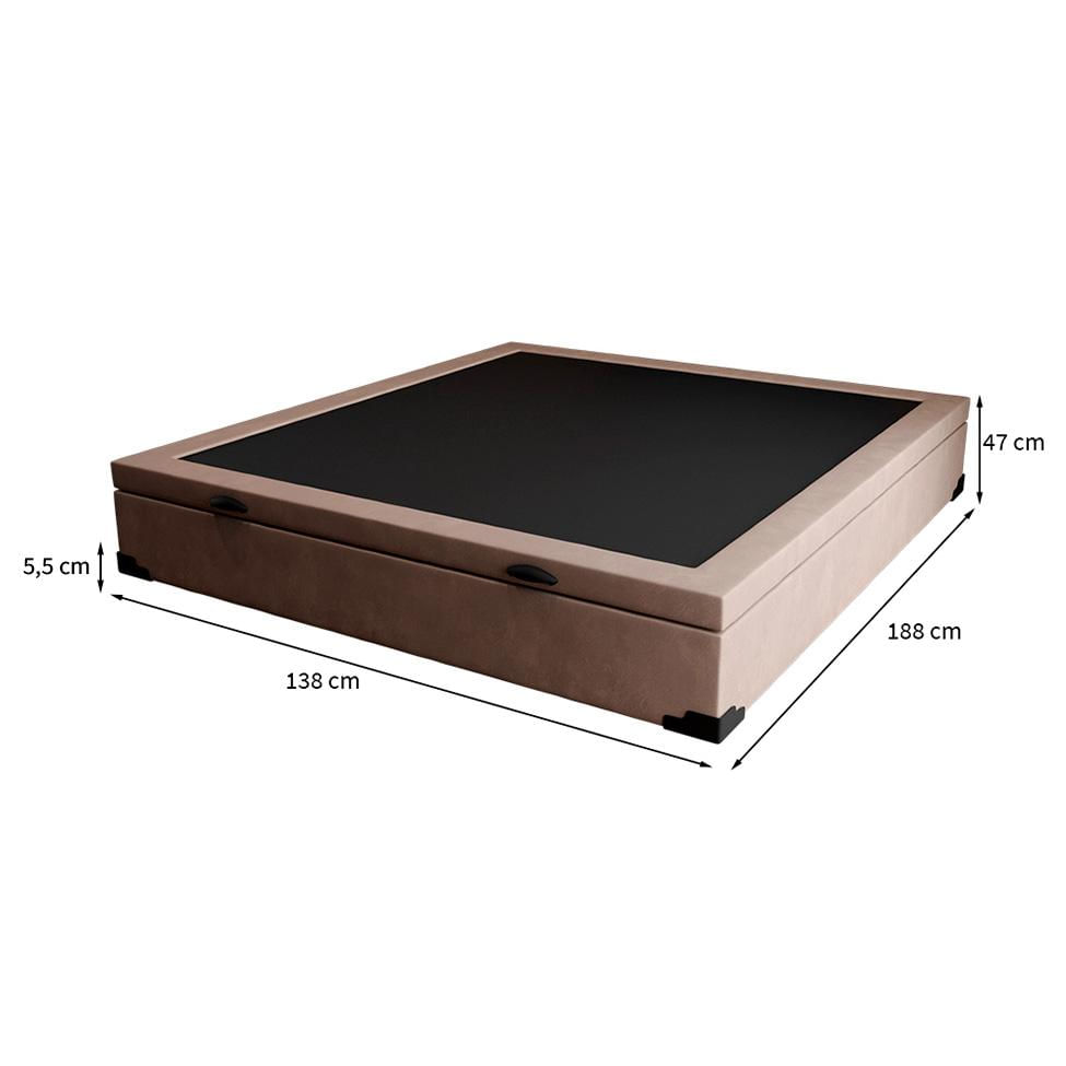 Base para Cama Box Casal Martin Premium com Baú Suede (45x138x188) Bege