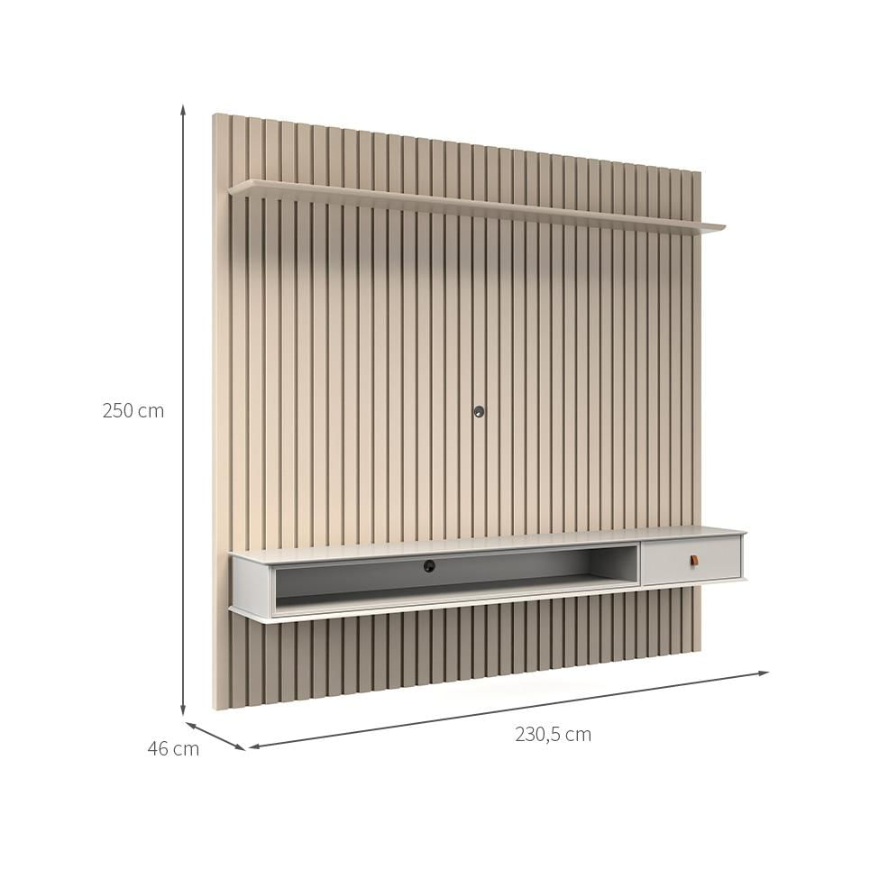 Painel para TV até 75 Polegadas Detroit 1 GV Giaduia e Off White 250 cm