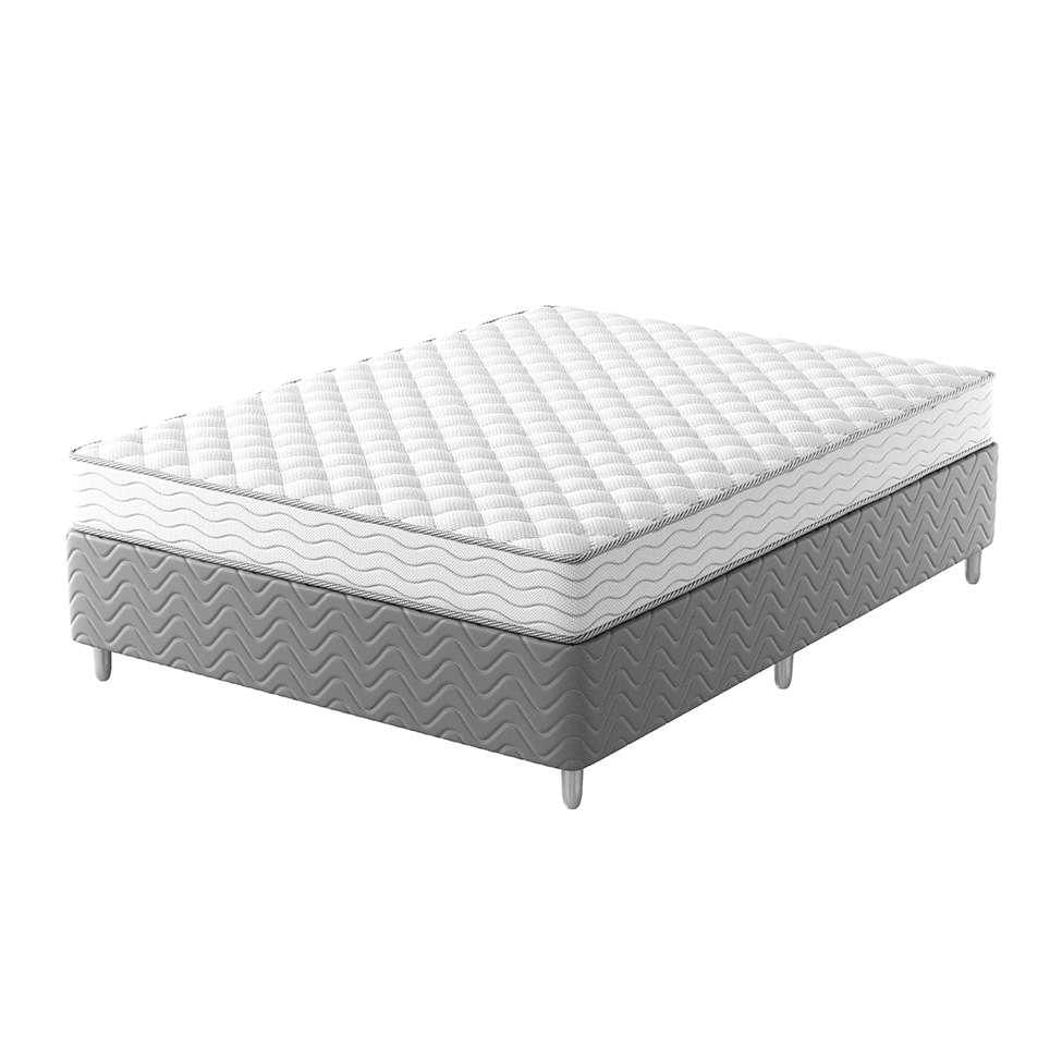 Cama Box com Colchão Casal Howie Espuma D33 (17x138x188) Branco e Cinza