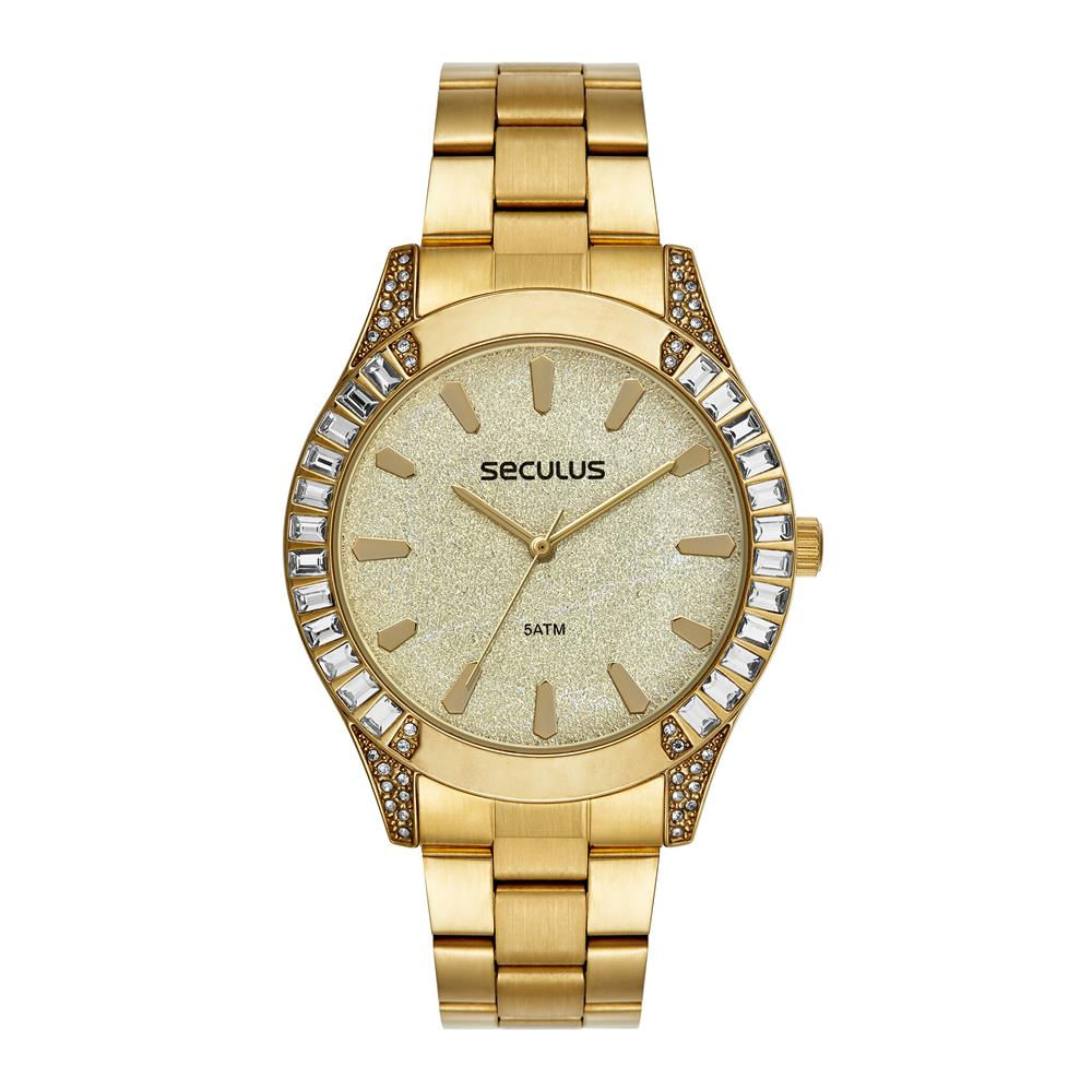 Relógio Seculus Feminino Ref: 77305lpsvds1 Fashion Dourado