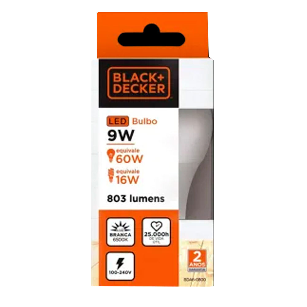 Lampada LED Bulbo Black+Decker Branca 9W Bivolt Base E27 BDA6-0800