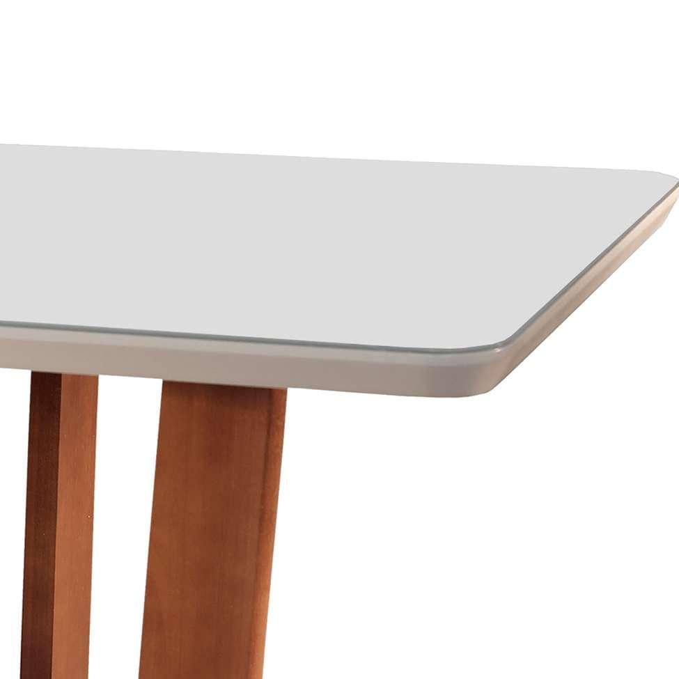 Mesa de Jantar Retangular com Tampo de Vidro Tália Off White e Imbuia 120 cm