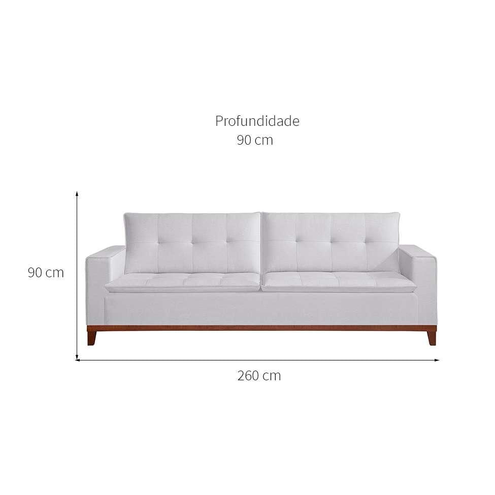 Sofá 4 Lugares Holborn Linho Cinza 260 cm