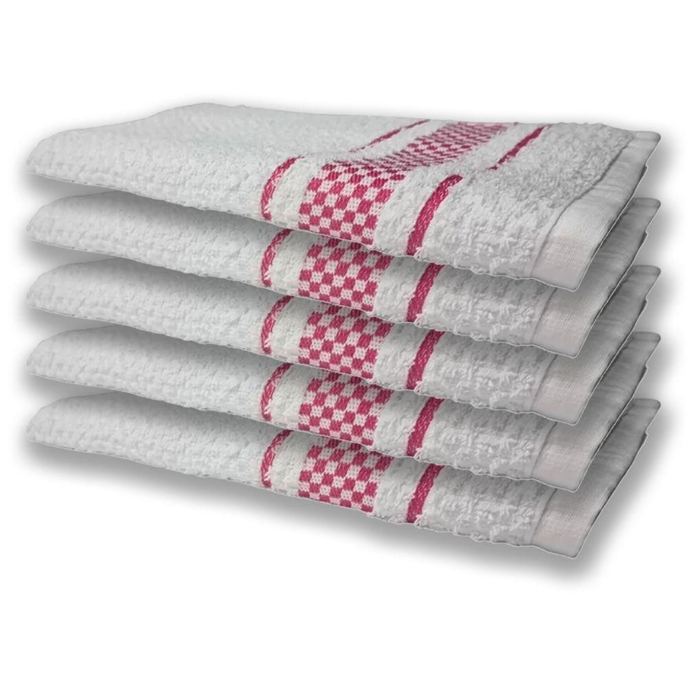 5 Panos De Prato Atoalhado Felpudo 370g/m² Premium Rosa