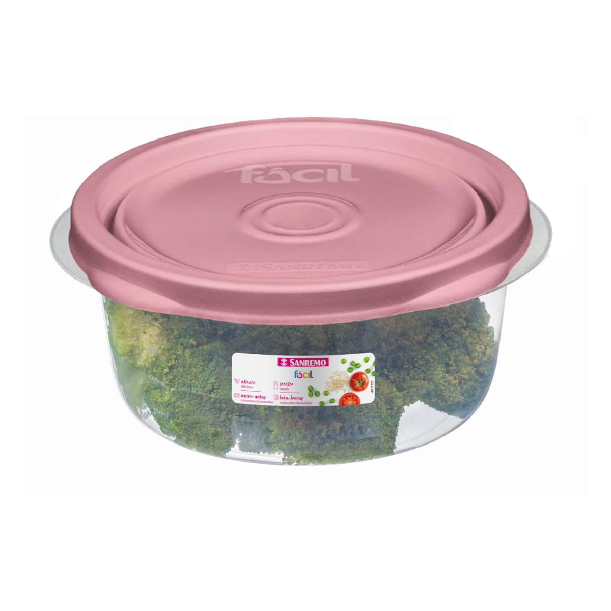 Pote Plástico Redondo Fácil Rosa 1300ml - Sanremo