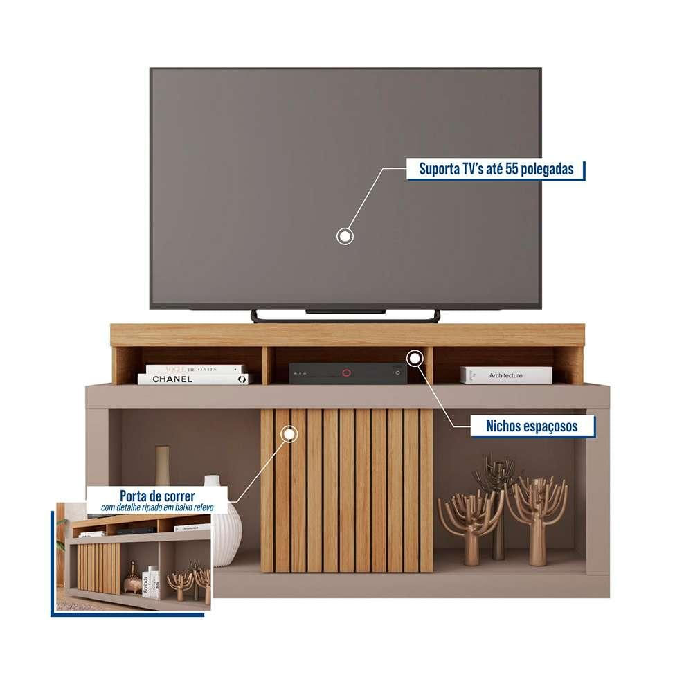 Rack Barcelona Buriti e Fendi 136 cm