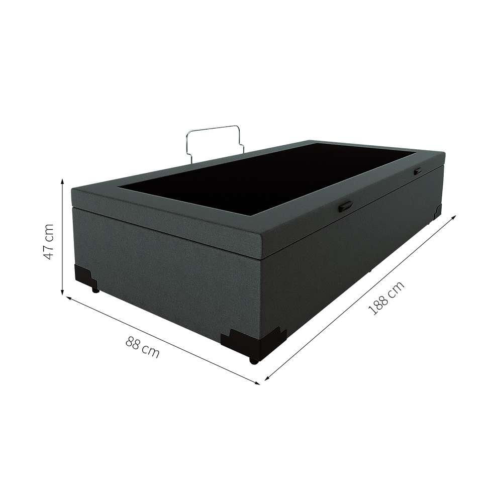 Base para Cama Box Solteiro Guldi com Baú Linho (47x88x188 cm) Cinza