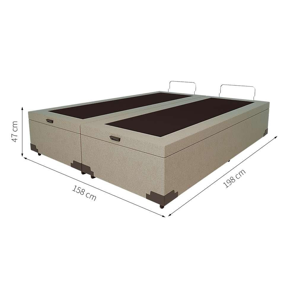 Base para Cama Box Queen Martin Premium com Baú Linho (47x158x198 cm) Cru