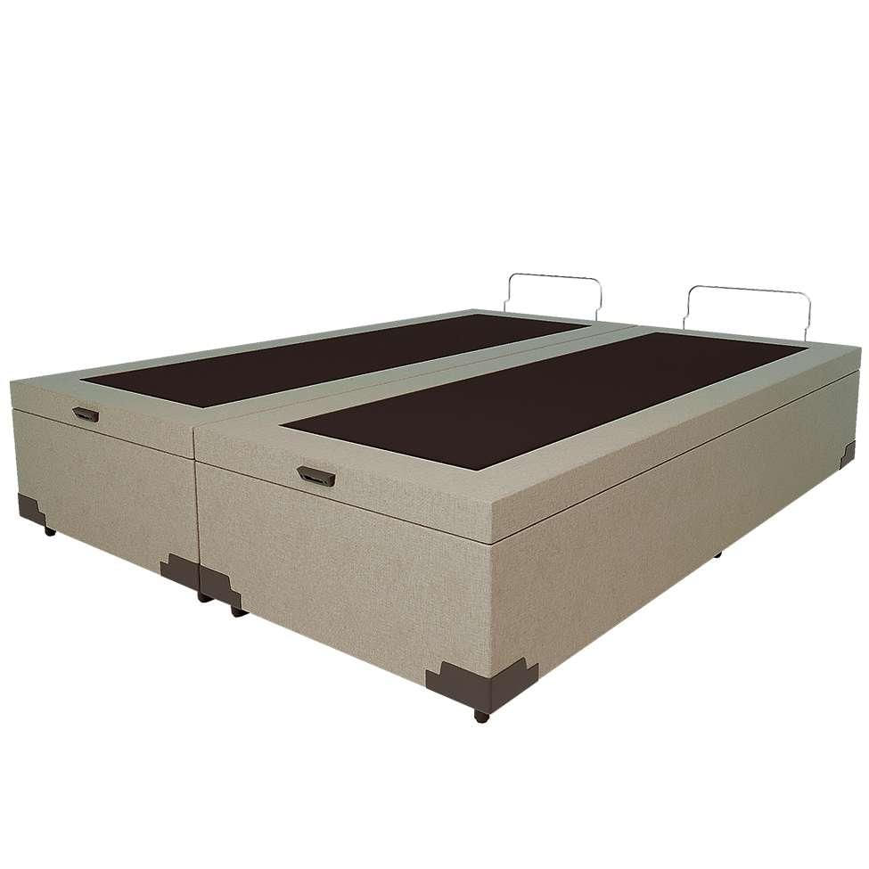 Base para Cama Box Queen Martin Premium com Baú Linho (47x158x198 cm) Cru