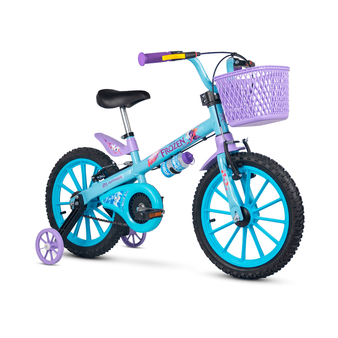 Bicicleta Infantil Aro 16 Frozen Com Rodinhas De Treinamento Nathor Bike Criança Menina Laranja Com Garrafinha