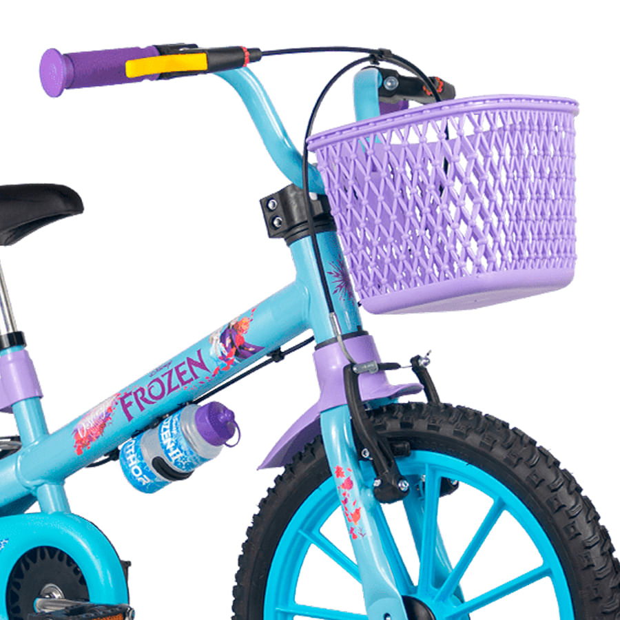 Bicicleta Infantil Aro 16 Frozen Com Rodinhas De Treinamento Nathor Bike Criança Menina Laranja Com Garrafinha