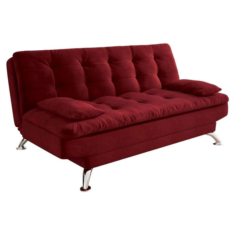 Sofá-Cama Casal 3 Lugares Premium Suede Vermelho