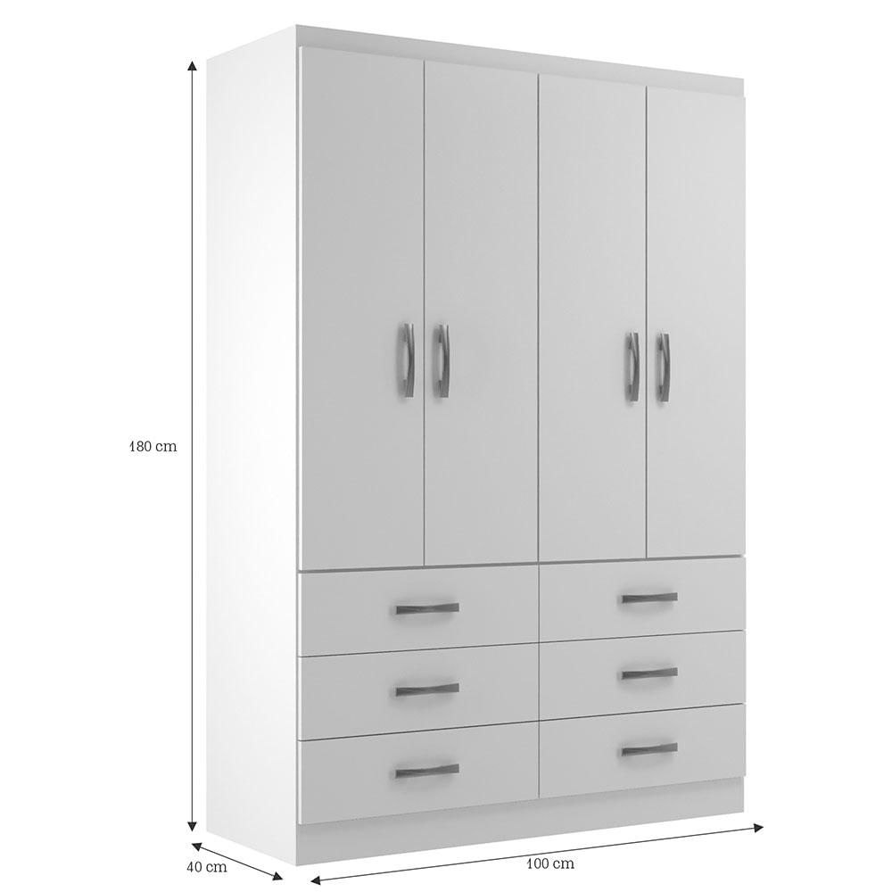 Guarda-Roupa Solteiro Treviso 4 PT 6 GV Branco