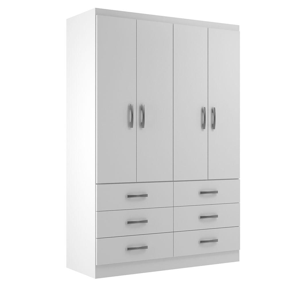 Guarda-Roupa Solteiro Treviso 4 PT 6 GV Branco