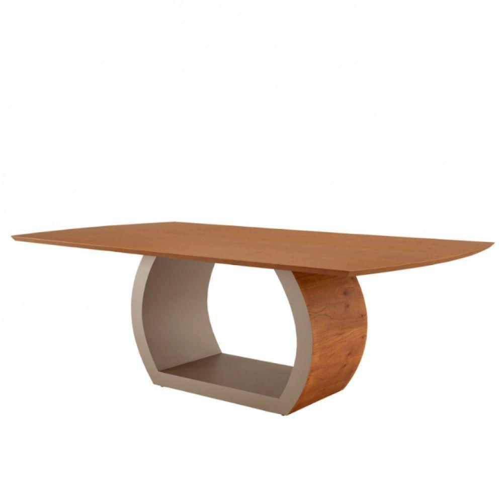 Mesa Para Sala De Jantar Ellis 220cm Madeira Moderna Mobília Cinamomo Com Champanhe/cinamomo Imbuia