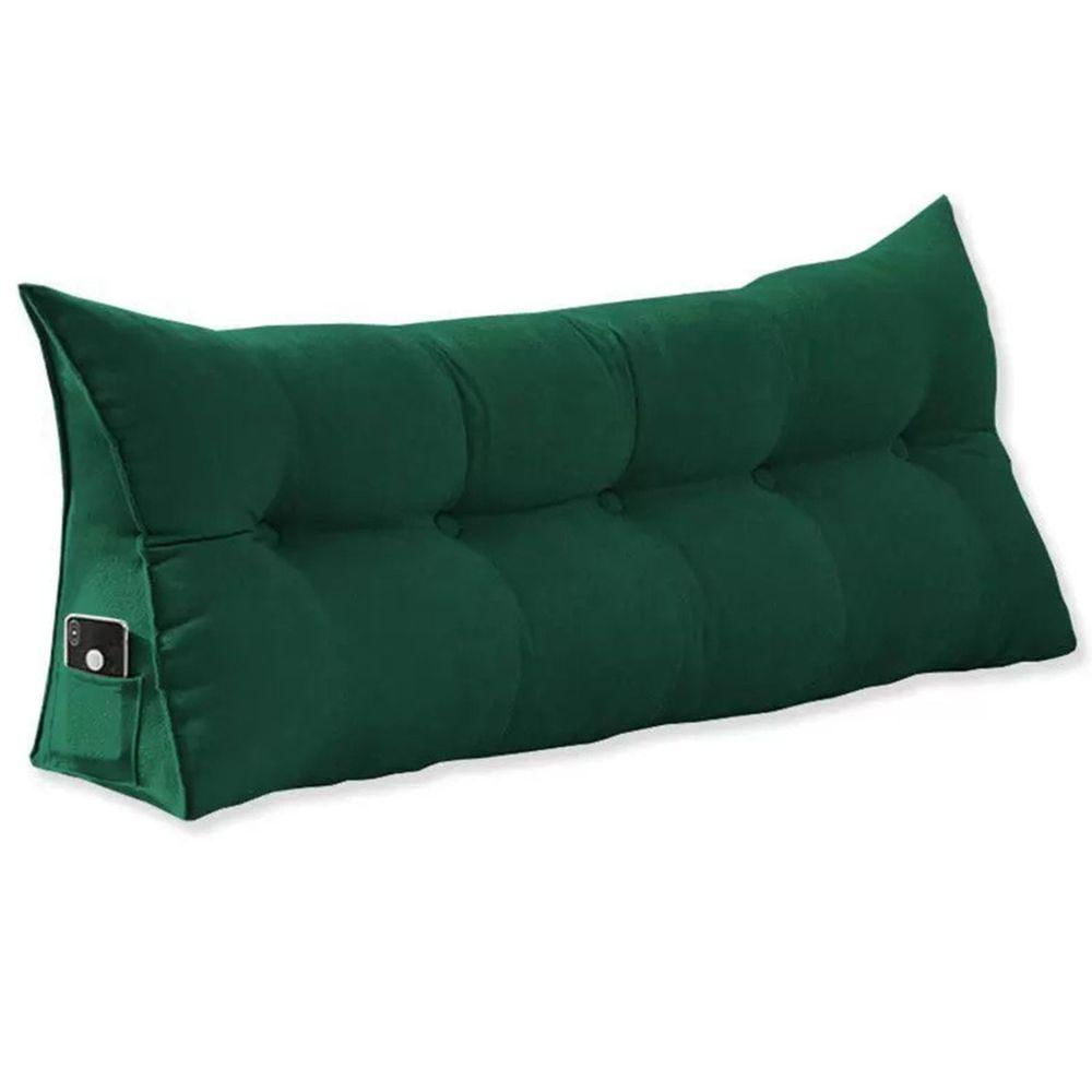 Almofada De Cabeceira 160 Cm Queen Suede Apoio Cama Quarto verde