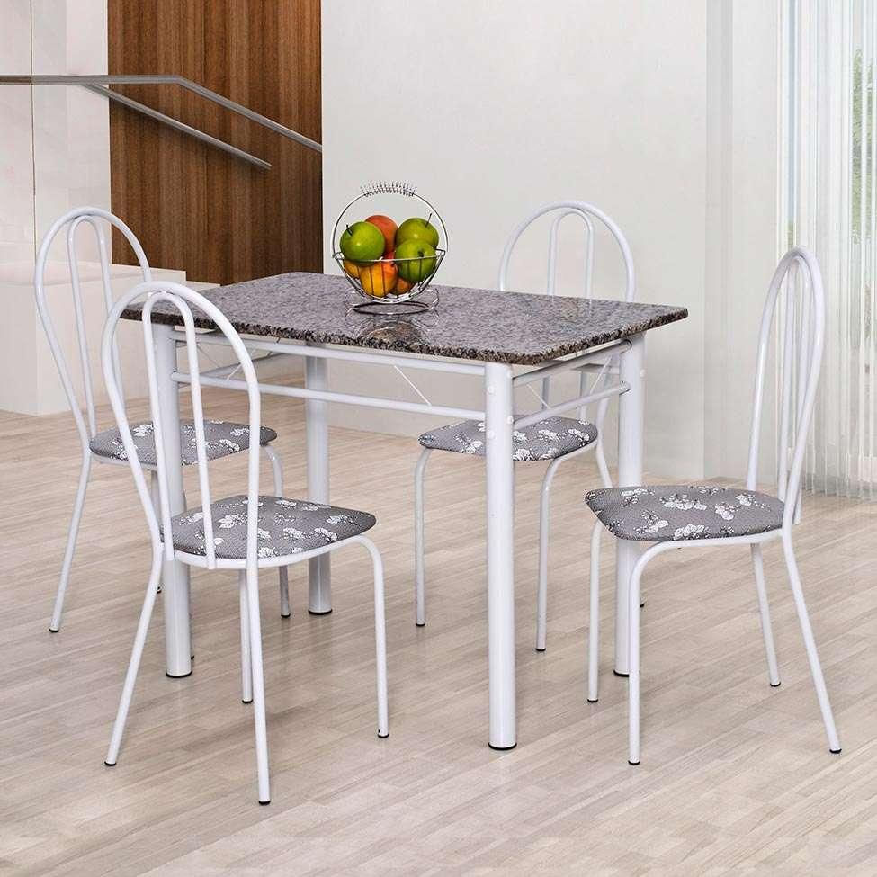 Conjunto de Mesa com 4 Cadeiras Monique Branco