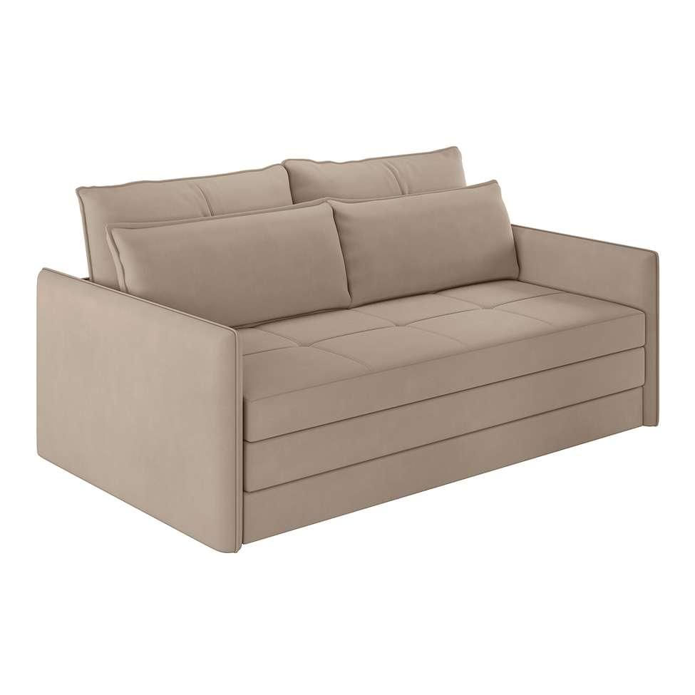 Sofá-Cama Casal 2 Lugares Sophia Suede Capuccino